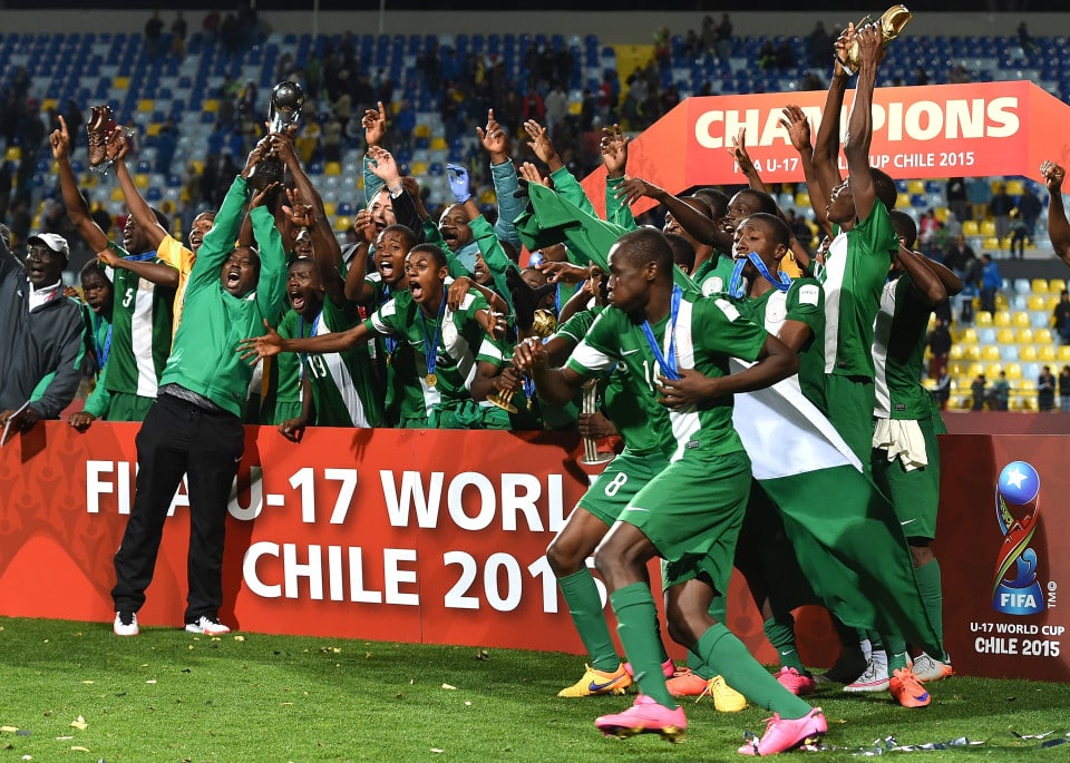 Nigeria celebrate winning Under-17s World Cup in 2015