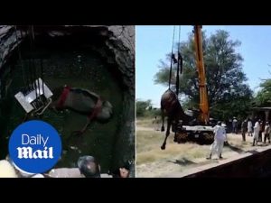 Camel rescued from well with a crane after three days – Daily Mail