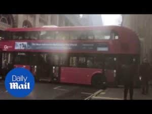 Double-decker bus gets STUCK across London street – Daily Mail