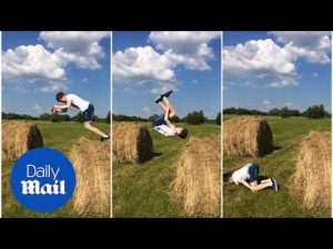 Hilarious moment kid face plants while doing front flip – Daily Mail