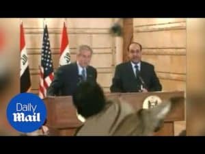 Journalist throws shoe at President Bush in 2008 – Daily Mail