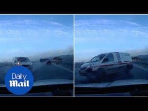 Terrifying moment van spins out of control on M4 motorway – Daily Mail